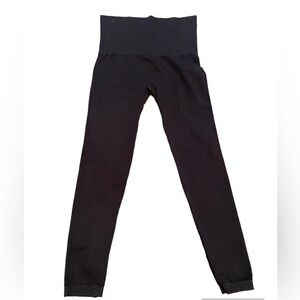 SPANX M Ribbed Look At Me Now Seamless Leggings Black Full Length